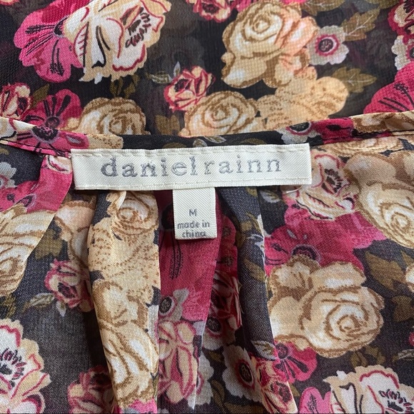 ANTHROPOLOGIE Daniel Rainn Sheer Floral Boho Top M - Picture 6 of 9
